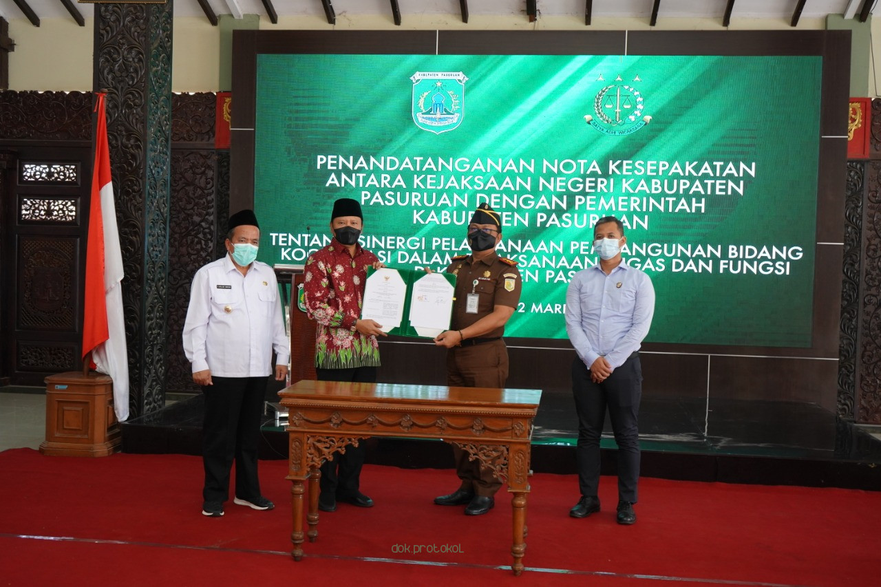 Sinergi dan Kolaborasi Tata Kelola Pemerintahan Bidang Hukum, Pemkab Pasuruan MoU Dengan Kejari    