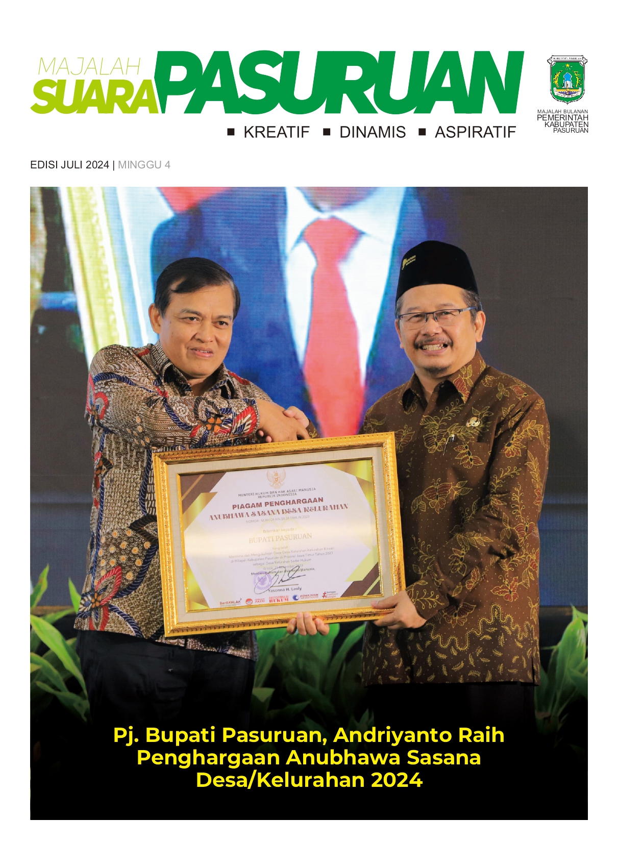 Sampul untuk Majalah Suara Pasuruan Edisi Juli Minggu IV Tahun 2024