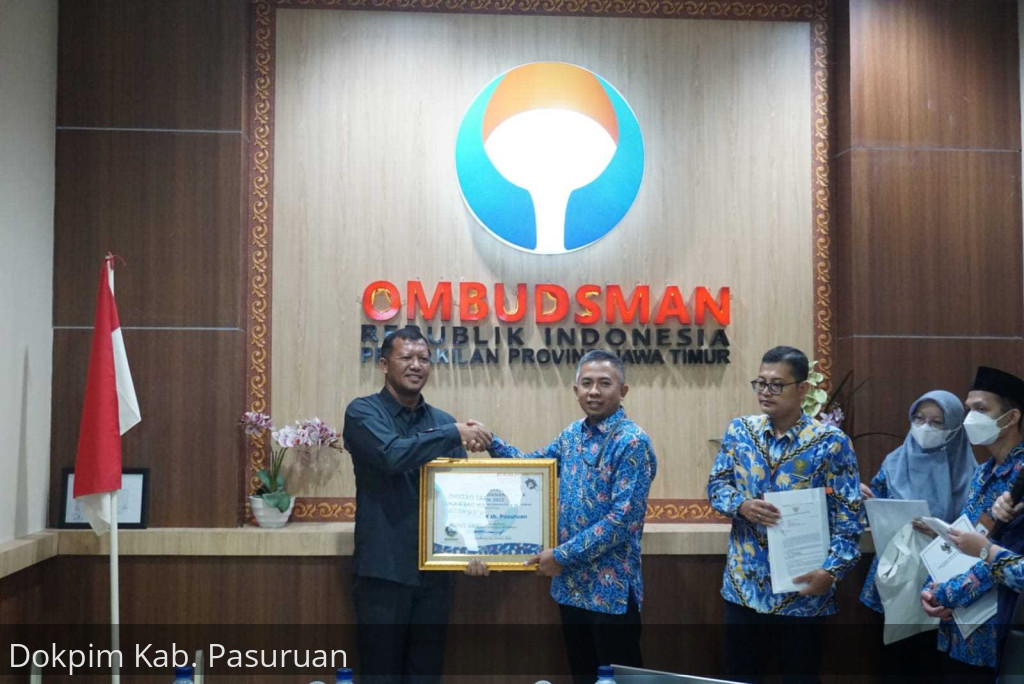 Pemkab Pasuruan Raih Predikat Kepatuhan Standart Pelayanan Publik Dari Ombudsman RI