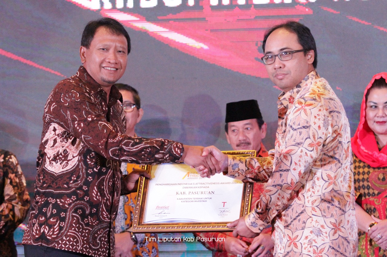 Dua Tahun Berturut-Turut, Kabupaten Pasuruan Raih 2 Penghargaan Indonesia Attractiveness Award 2017