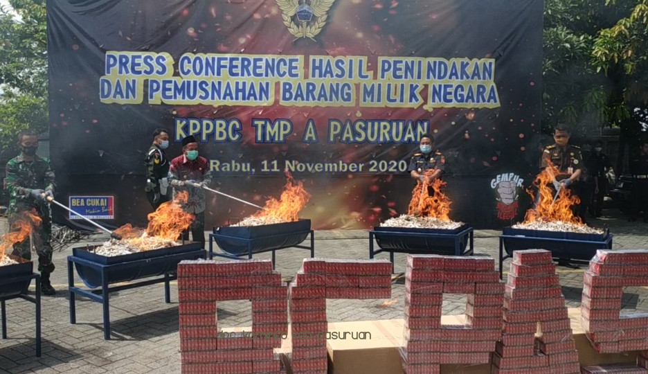 Sepanjang 2020, Bea Cukai Pasuruan Musnahkan Belasan Juta Rokok Illegal